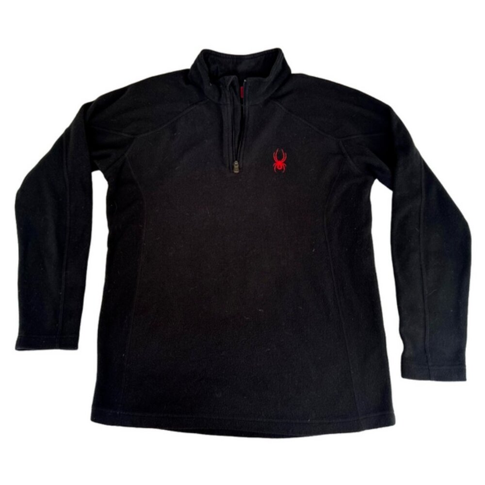 Spyder Black Quarter Zip Activewear Athletic Long Sleeve Lightweight Fleece Top